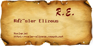 Rösler Elizeus névjegykártya